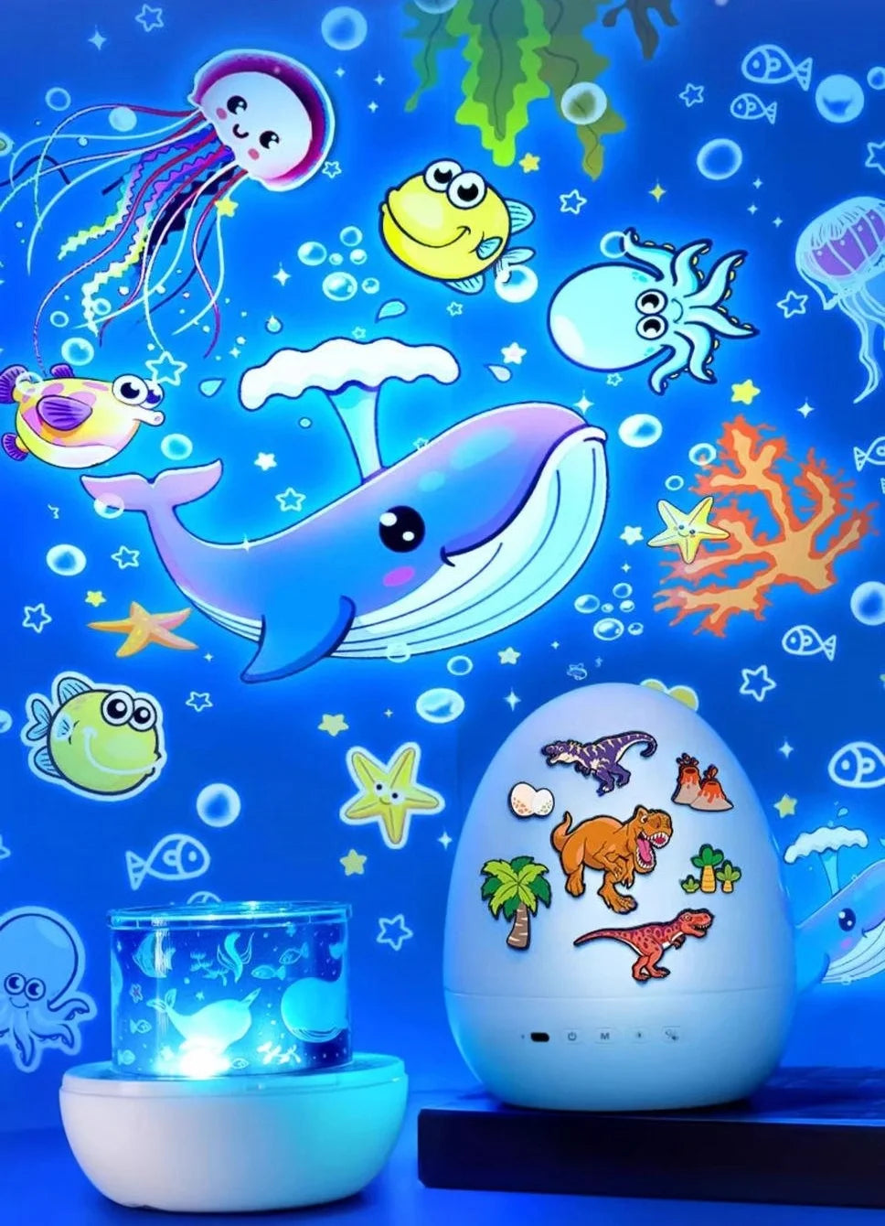 Dinosaur Egg Night Light Projector for Kids Rotating Star Projector with Soothing Music Box & 21 Films, USB Baby Nightlight Gift