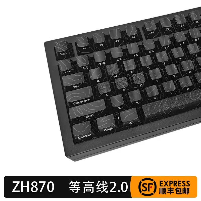ZORNHER ZH870 Wireless Mechanical Keyboard 80% Black Custom Creamy Sound Keyboard Gaming  Lighted Up Black Topographic Keycap