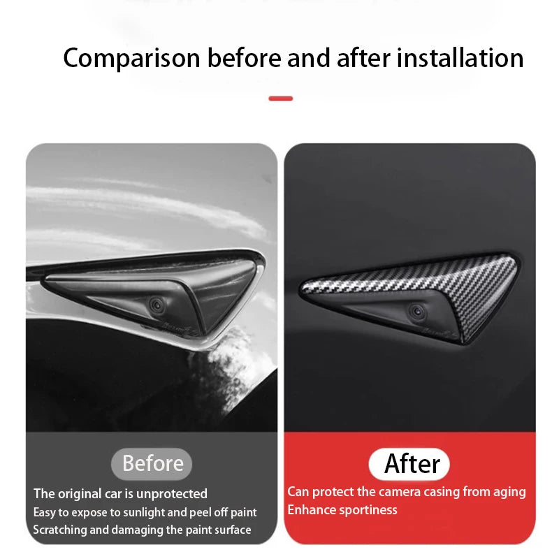 For Tesla Model 3/Y Side Camera Protection Cover Carbon Fiber Fender Trim Cover Car Modification Accessories Tesla 2017-2023