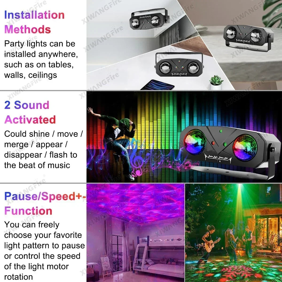 RGB Disco Light Dj Luces Discoteca Lamp Birthday Party Lights Decorations Ball Projector Christmas Stage Lampen Club Lighting