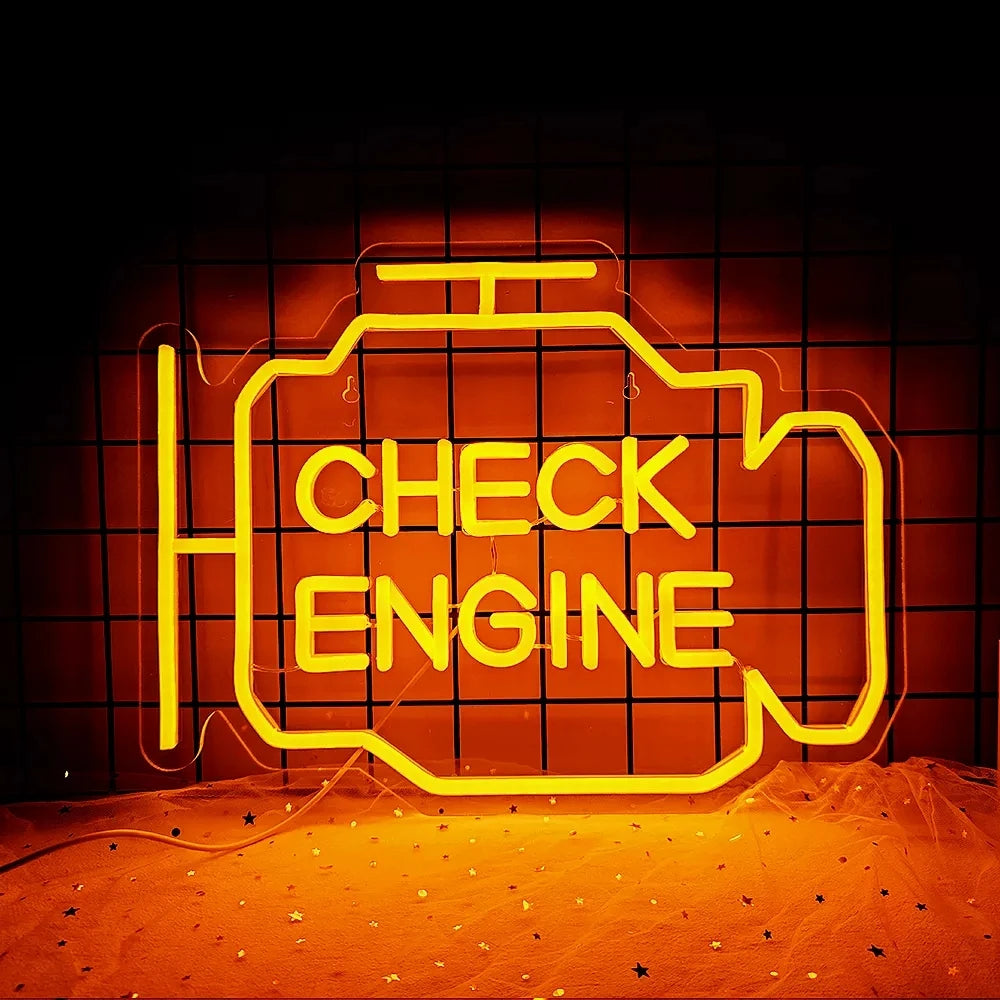Check Engine Neon Sign Led Light Auto Room Garage Repair Shop Wall Decor Bar Party Club Luminous Atmosphere Lamp USB Power
