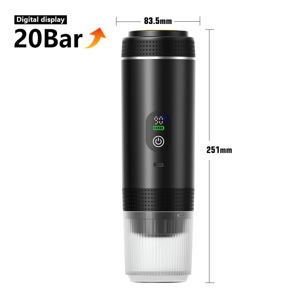 Foombthe 3-in-1 Capsule Coffee Maker With Digital Display Portable Espresso Coffee Machine for Car & Home Camping Coffee Maker