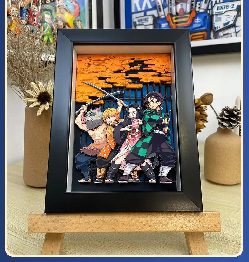 Demon Slayer Infinity Castle Nine Hashira HD 3D Paper Art Tanjiro - Handmade Character Desktop photo frame, Anime Gift for Fans