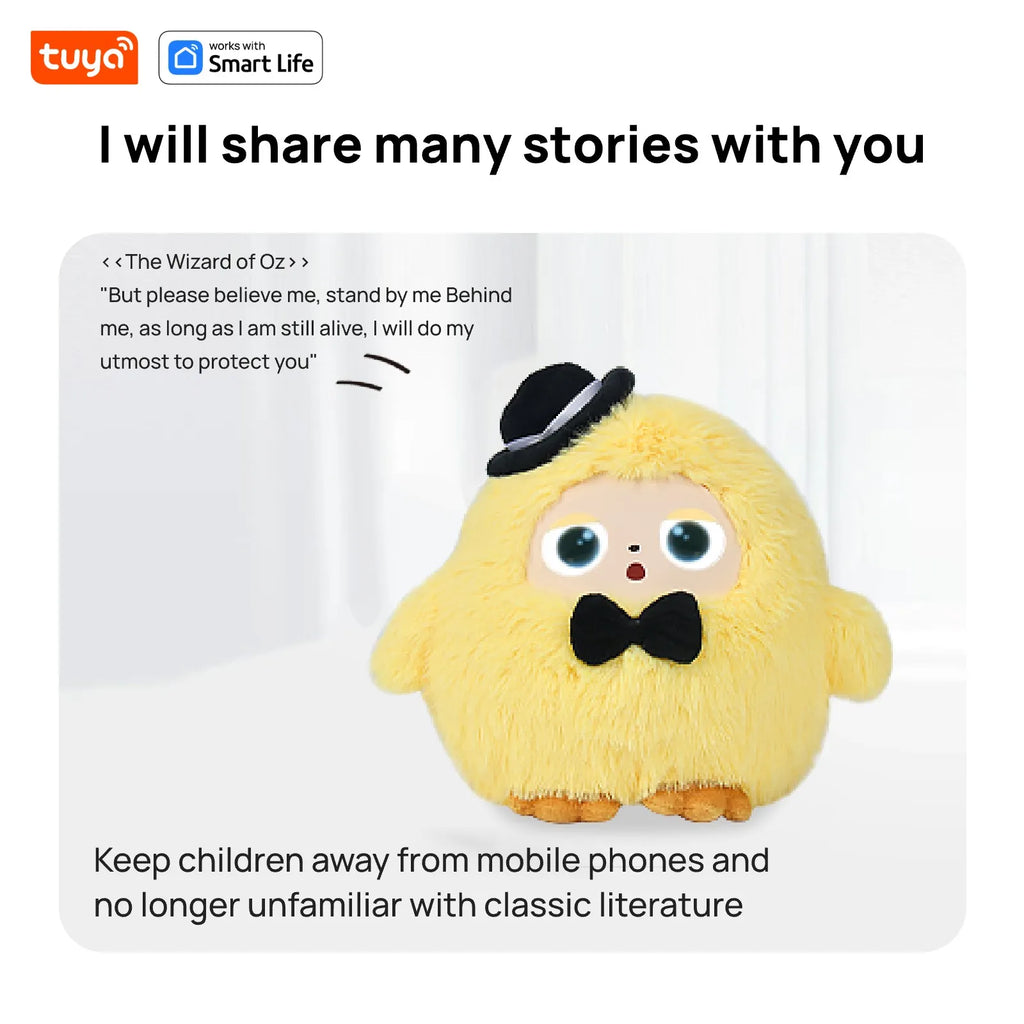 Cute Yoyo: AI Plush Robot Smart Interactive Toy w/LED Eyes&Voice Control, USB Rechargeable Companion for Kids Gifts/Smart Home