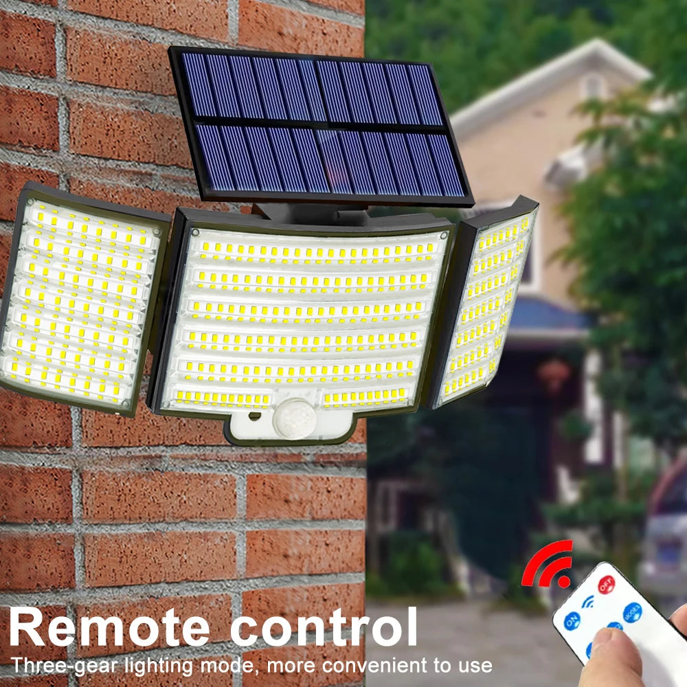 New 366LED Solar Outdoor Lights Solar Powered Security Light Motion Sensor 234LED Wall Light IP65 Waterproof Garden