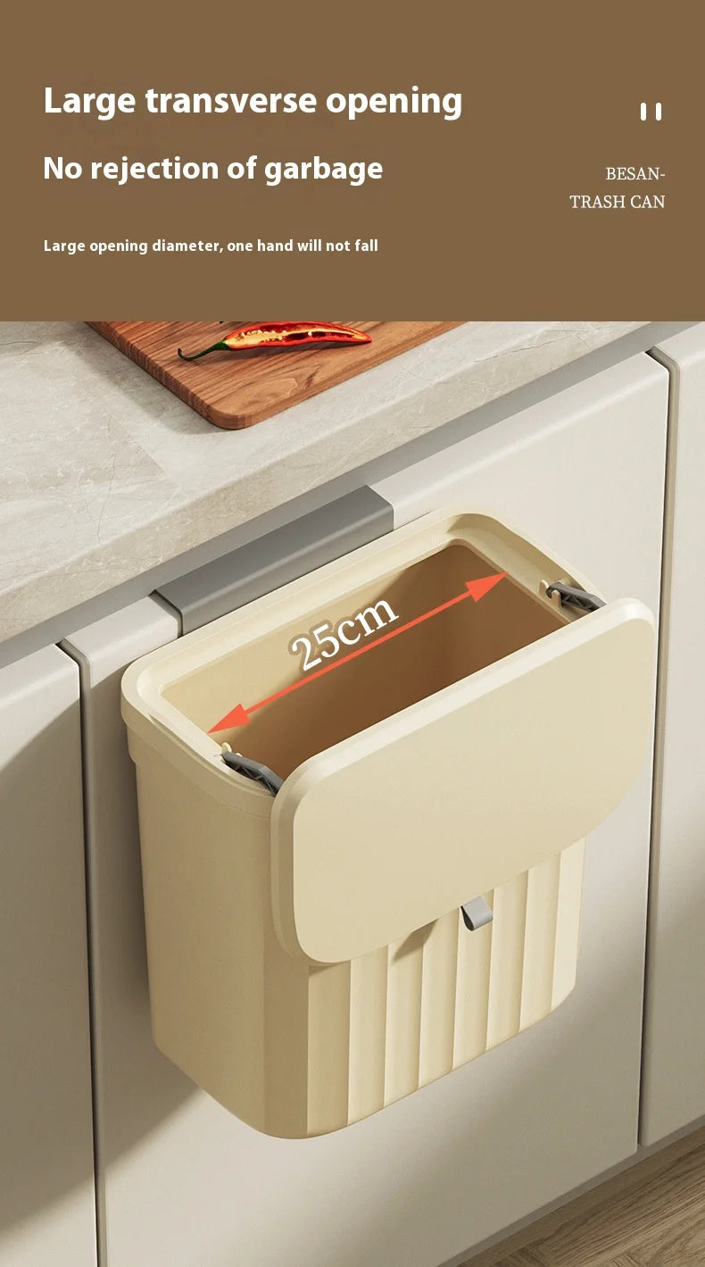Kitchen Trash Can Wall Mounted Hanging Trash Bin With Lid Garbage Can for Cabinet Under Sink Waste Garbage Compost Bin 8.5/12L