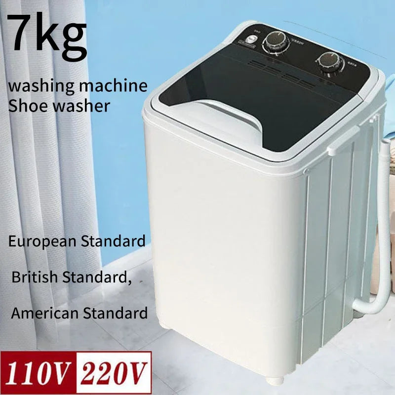 EU/UK/US 3 IN 1 Washing machine Semi-Auto household Small washing machine dormitory 7kg large capacity Washing & Shoe machine