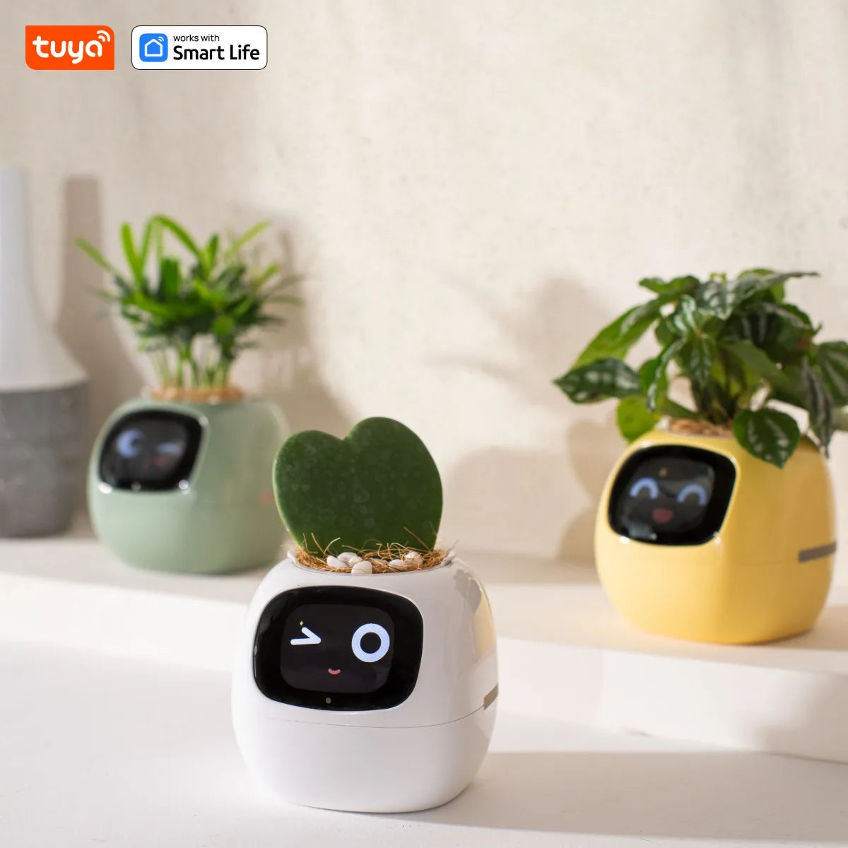 Ivy Tuya Smart Planter,Endless Fun Over 49 Rich Expressions,7 smart sensors,AI Chips Make Raising Plants Easy and Fun
