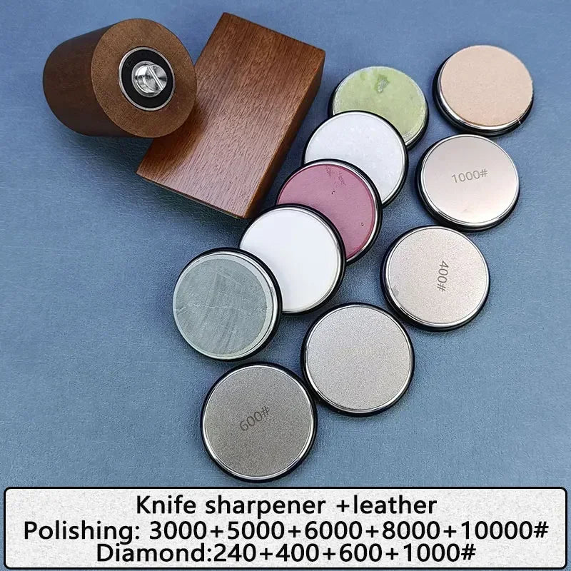 Diamond Sharpening StoneMagnetic Rolling Knife Sharpener  Wood Kitchen Grinding System 15 20 Degrees Angle Roller Accessory