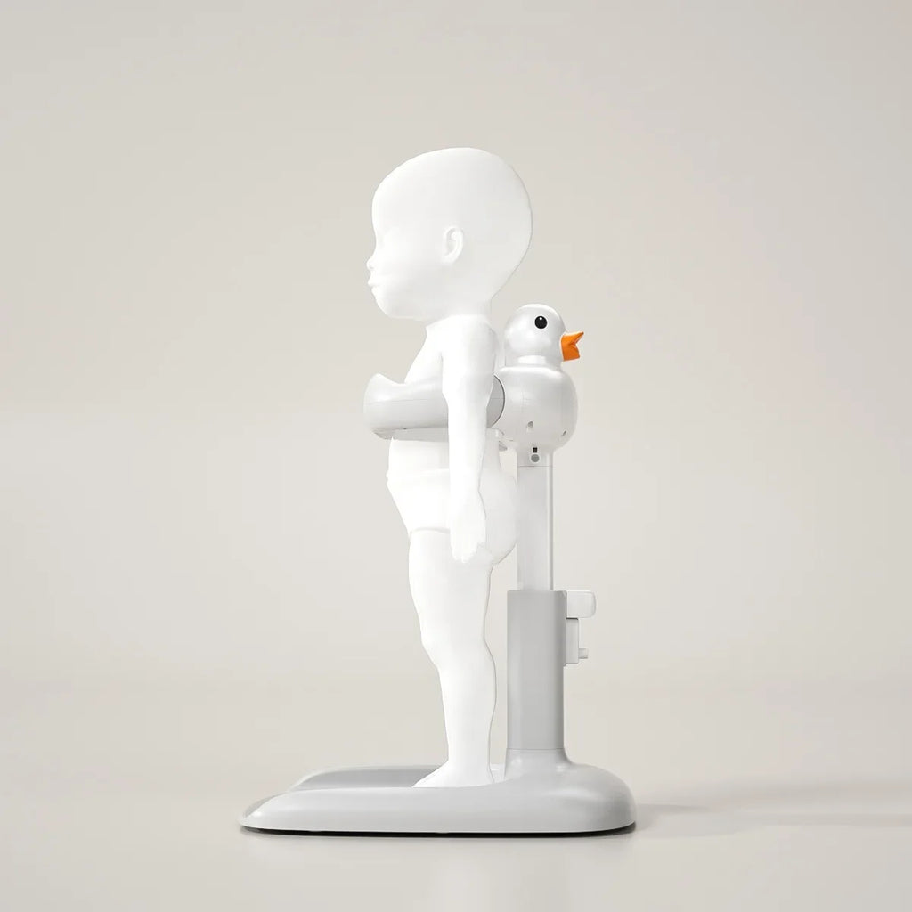 Portable Non-slip Duck Shaped Baby Bath Racks Shower Helper Handle Adjust Length Stand Themselves for Standing Toddler Shower