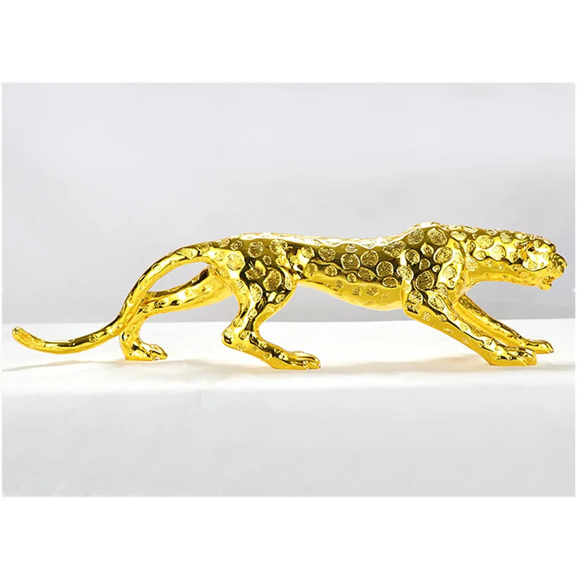 Fortune Leopard Statue Large Animal Sculpture Resin Craft Home Office Decor Living Room TV Cabinet Wealth Symbol Gift