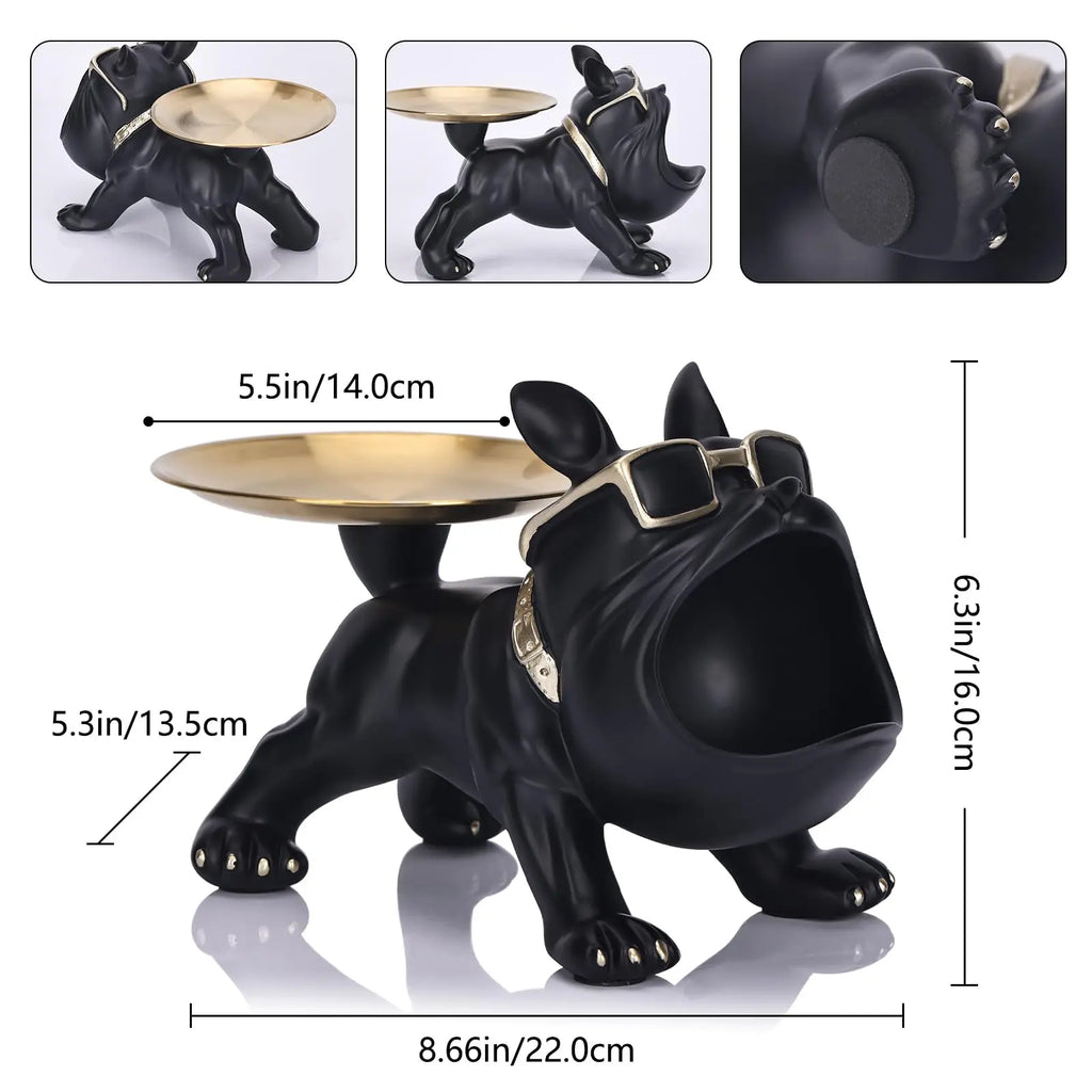 30cm Bulldog Figurine Dog Statue Resin Craft Home Decor Animal Ornament Puppy Sculpture with Storage Box Art Sculpture for Home