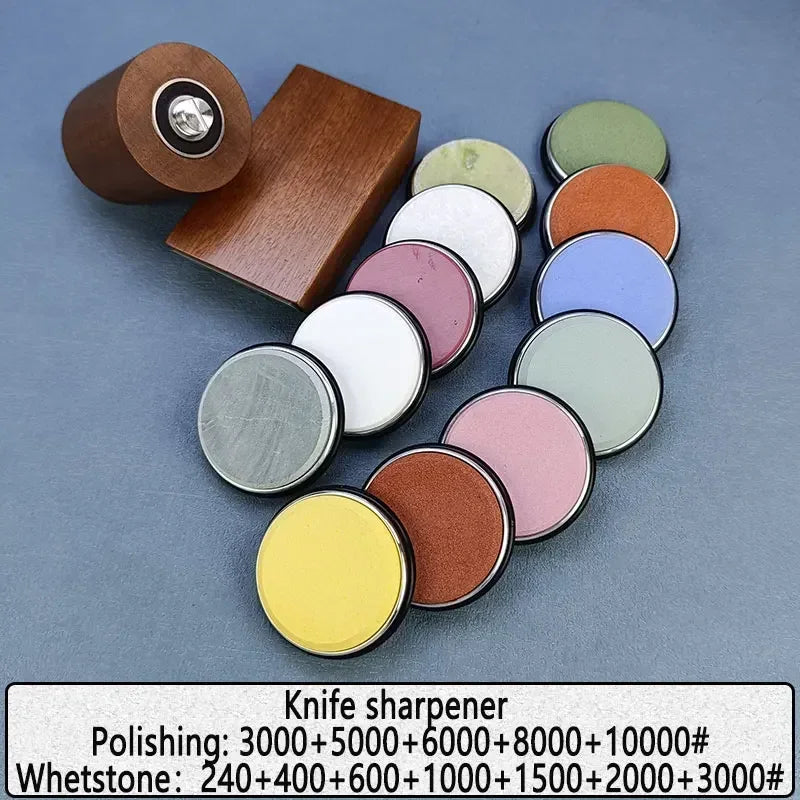 Diamond Sharpening StoneMagnetic Rolling Knife Sharpener  Wood Kitchen Grinding System 15 20 Degrees Angle Roller Accessory