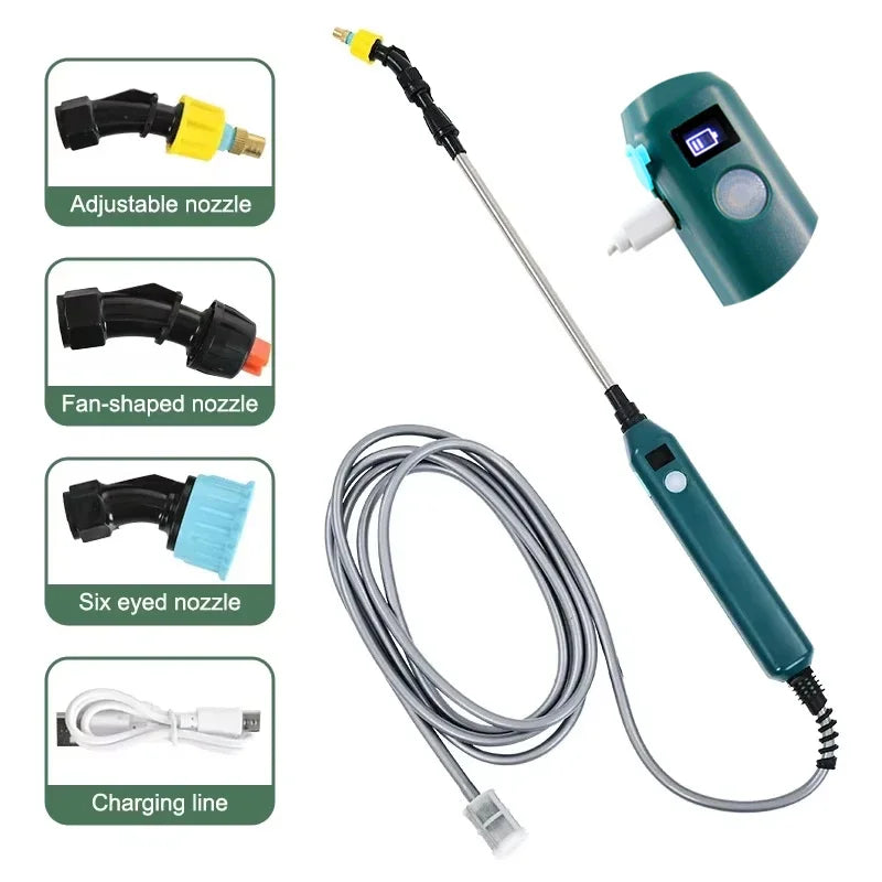 2400mAh Electric Garden Sprayer, High Pressure Portable Gardening Tool with 3 Mist Nozzles for Plant Watering Irrigation