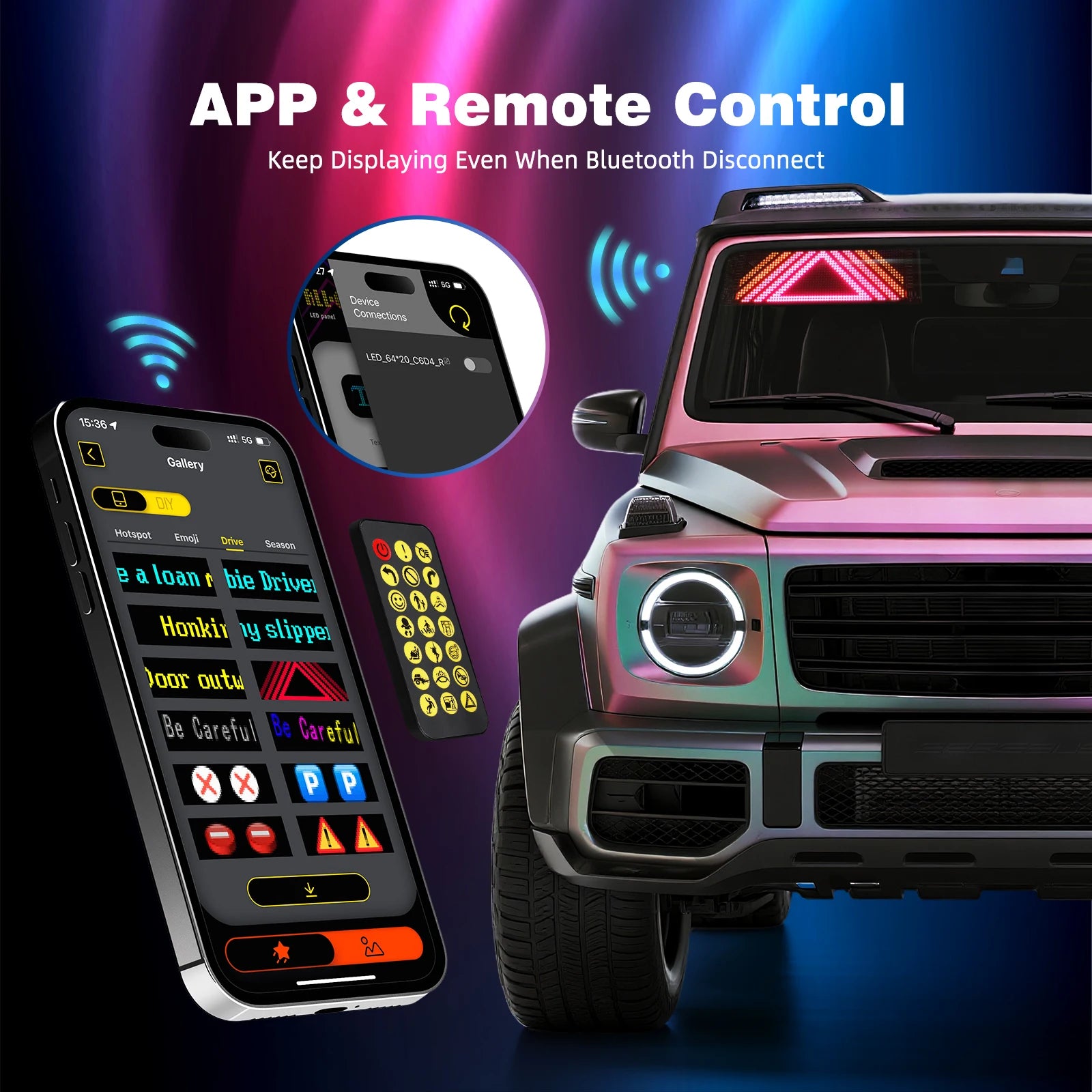 Truck Car Devil Eye LED Pixel Matrix Panel Sign Light App Remote Control 5V USB Custom Lighting Scrolling For Board Windshield