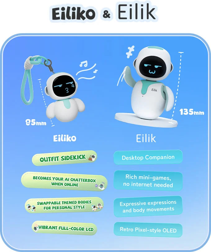 Eiliko Smart Robot Portable Emotional Interaction Companion Robots Mini Eilik Ai Chat Robot Long Battery Life Kid/Couple Gifts