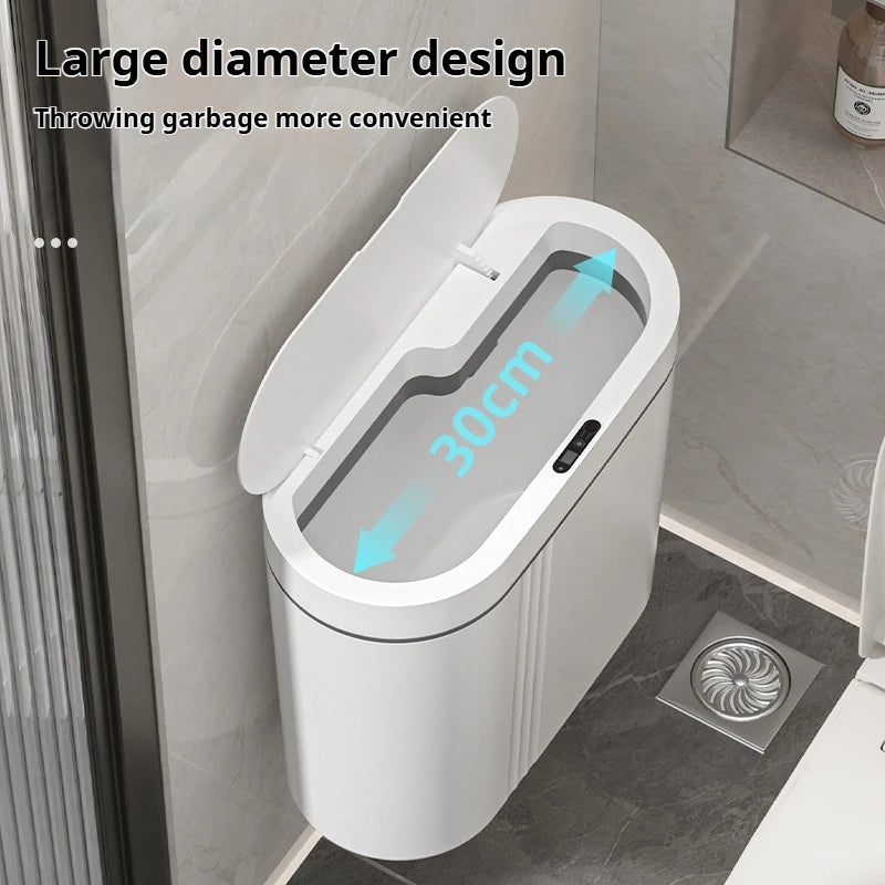 9L Smart Sensor Trash Can Wall Mounted Narrow Bathroom Toilet Garbage Bin Kitchen Automatic Wastebasket Waterpoof Waste Bin