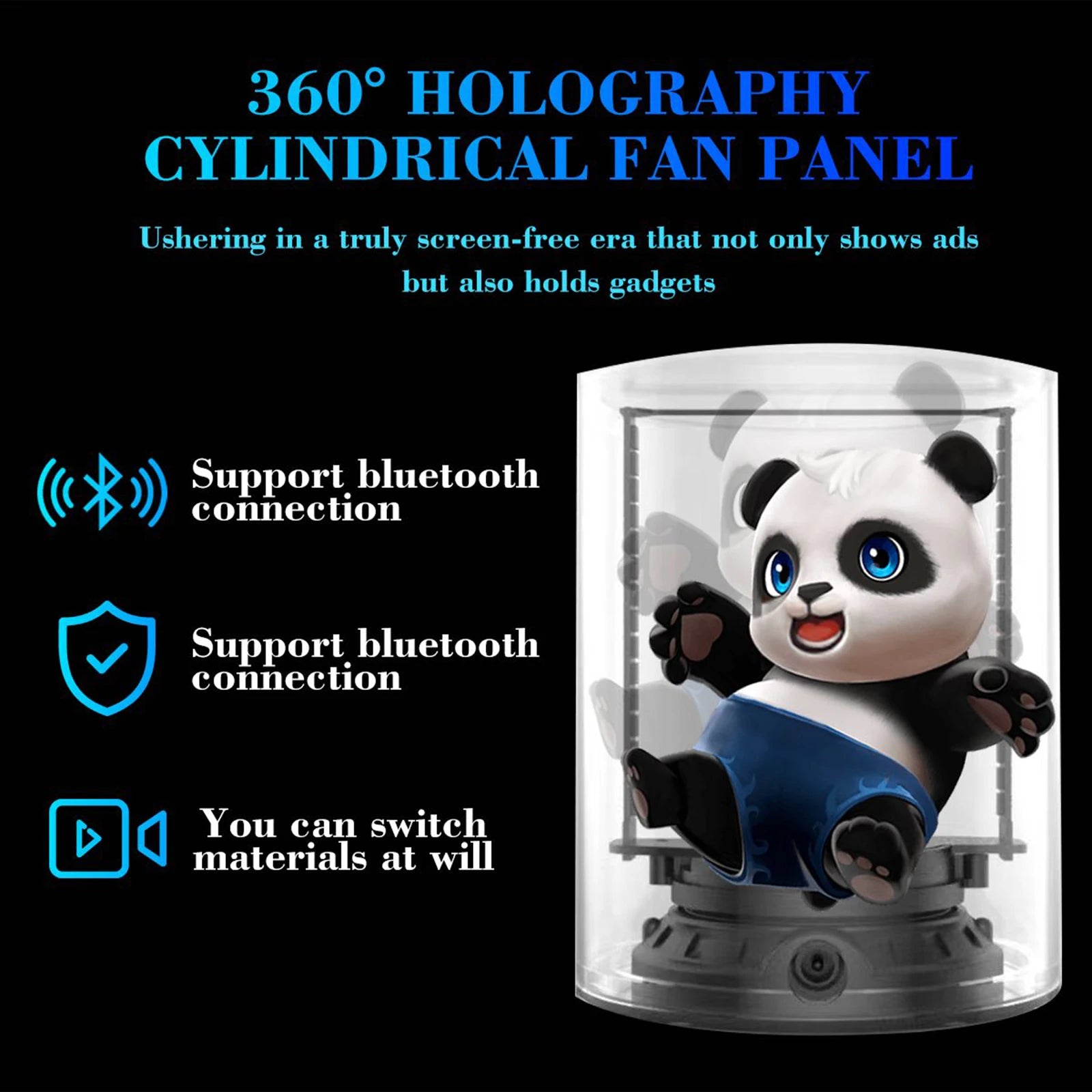 3D Hologram Projector Fan 360 Degree Viewing Angle Cylindrica Screen Advertising Display Machine LED Light Beads WIFI Control