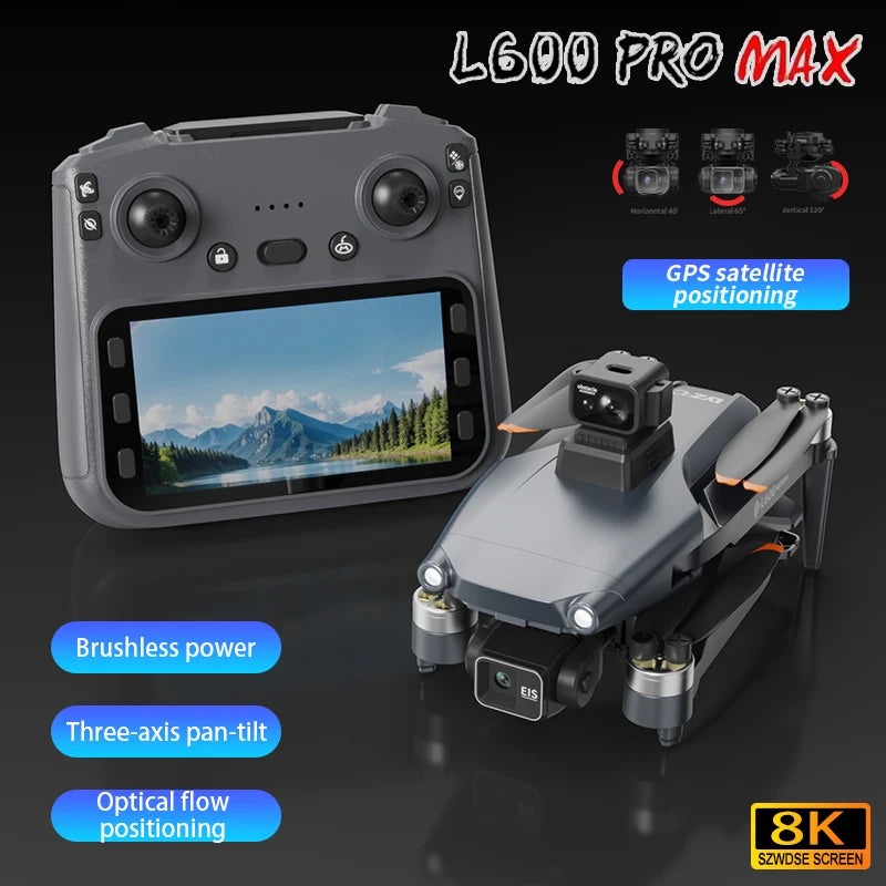 L600 Pro MAX Drone 4K Professional HD Camera 3-Axis Gimbal GPS Security Dron Obstacle Avoidance WIFI FPV UVA RC Quadcopter Toys