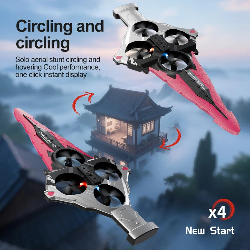 4DRC New V55 Remote Controlled Flying Sword Toy Drone Model 2.4G RC Quadcopter with Light Sword Stunt Glider Airplane Kids Toys