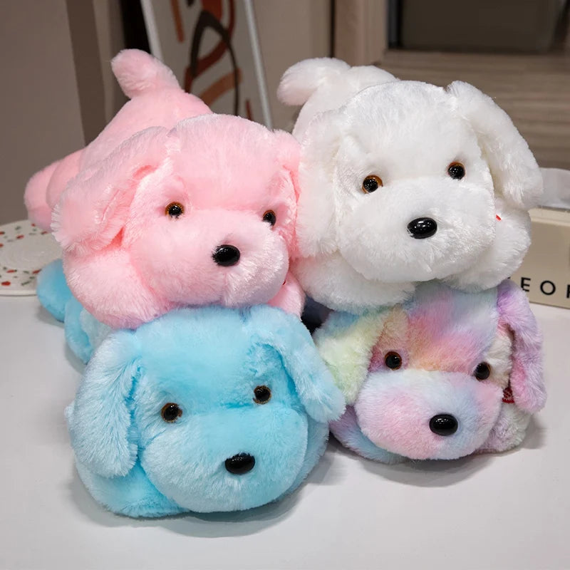 Creative Lie Dog Toy Luminous Pillow Soft Stuffed Plush Glowing Colorful Stars Cushion Led Light Toys Gift
