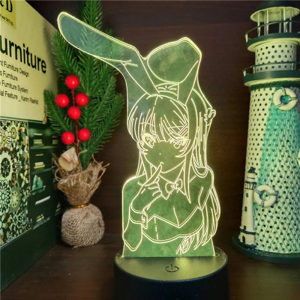 3D Illusion Led Nightlights ANIME Light Lamp Multi Color Changing Lampara BUNNY GIRL SENPAI MAI SAKURAJIMA KAWAII For Xmas Gift