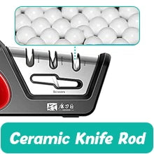 4-in-1 Kitchen Knife Sharpening Kit 3-Stage Sharpener Restores, Revives, and Polishes Blades + Repairs Scissors