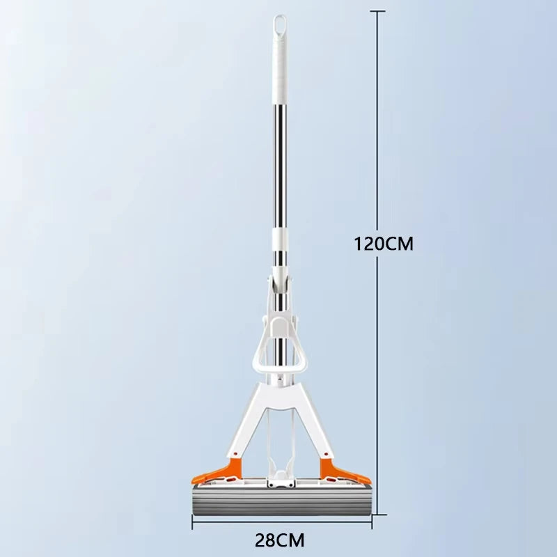 New Squeezed Self Draining Rubber Cotton Mop Hand Free Magic Self-cleaning Flat Mop Reusable Sponge Household Floor Cleaning