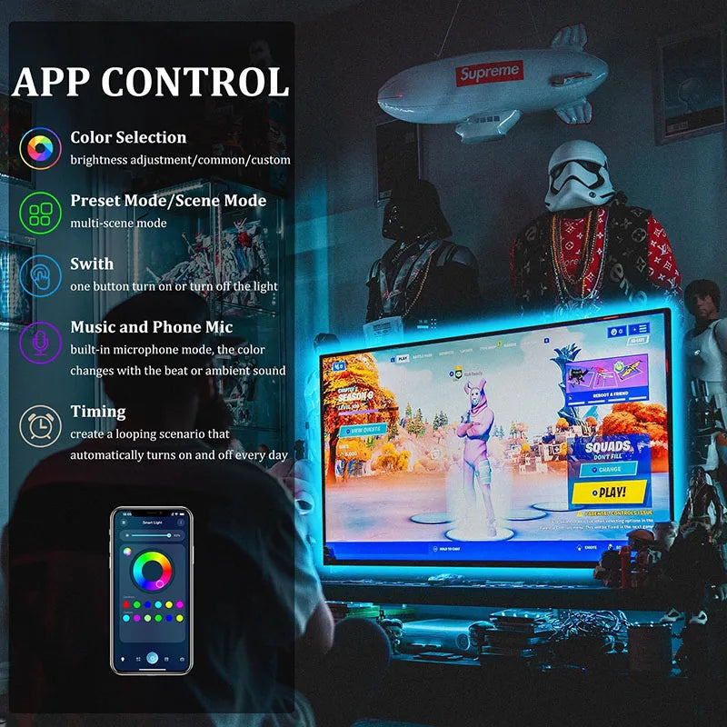 Led Strip Lights Tuya Wifi Music Sync Remote Control USB 5V RGB Flexible Tape for Room Decor TV Backlight With Alexa Google