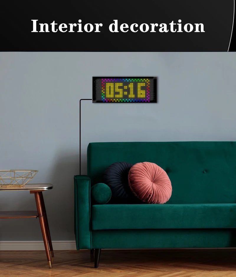 Car LED Matrix Pixel Panel DIY RGB Lighting Graffiti Scrolling Text Board Windshield Advertising Screen Bluetooth APP Control