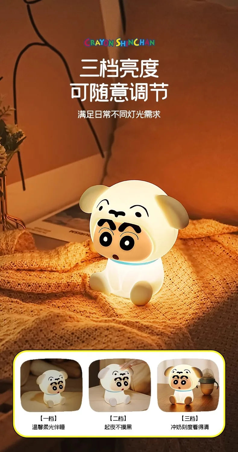 Anime Crayon Shin-Chans Patting Small Night Lamp Soft Light Eye -Protecting Bedroom Bedside Charging Small Nigh Ornament Gifts