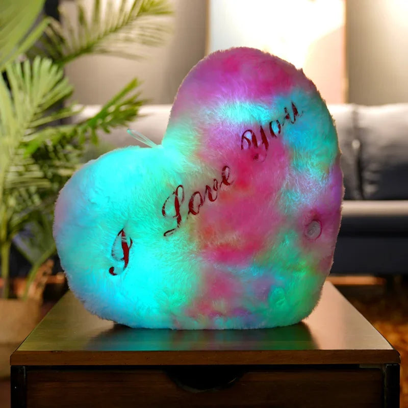 Light Up LED Love Heart Plush Toy Soft Plush Stuffed Luminous Love Throw Pillow Cushion Room Party Decoration Kids Birthday Gift