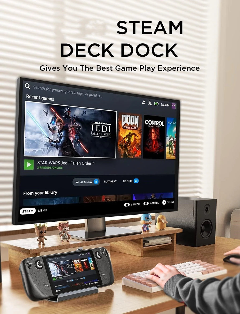 Legion Go Dock, 13-in-1 Legion Go Docking Station with 5 USB 3.0&2.0, Dual Cooling Fan, HDMI 4K@60Hz,100W Charging for Legion Go