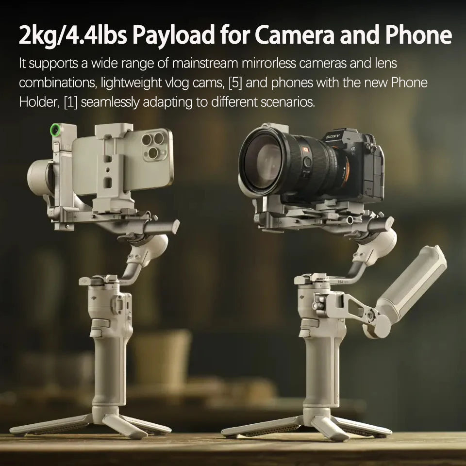 DJI RS 4 Mini Handheld Gimbal Stabilizer Intelligent Tracking and Composition Automated Axis Locks for Camera and Phone