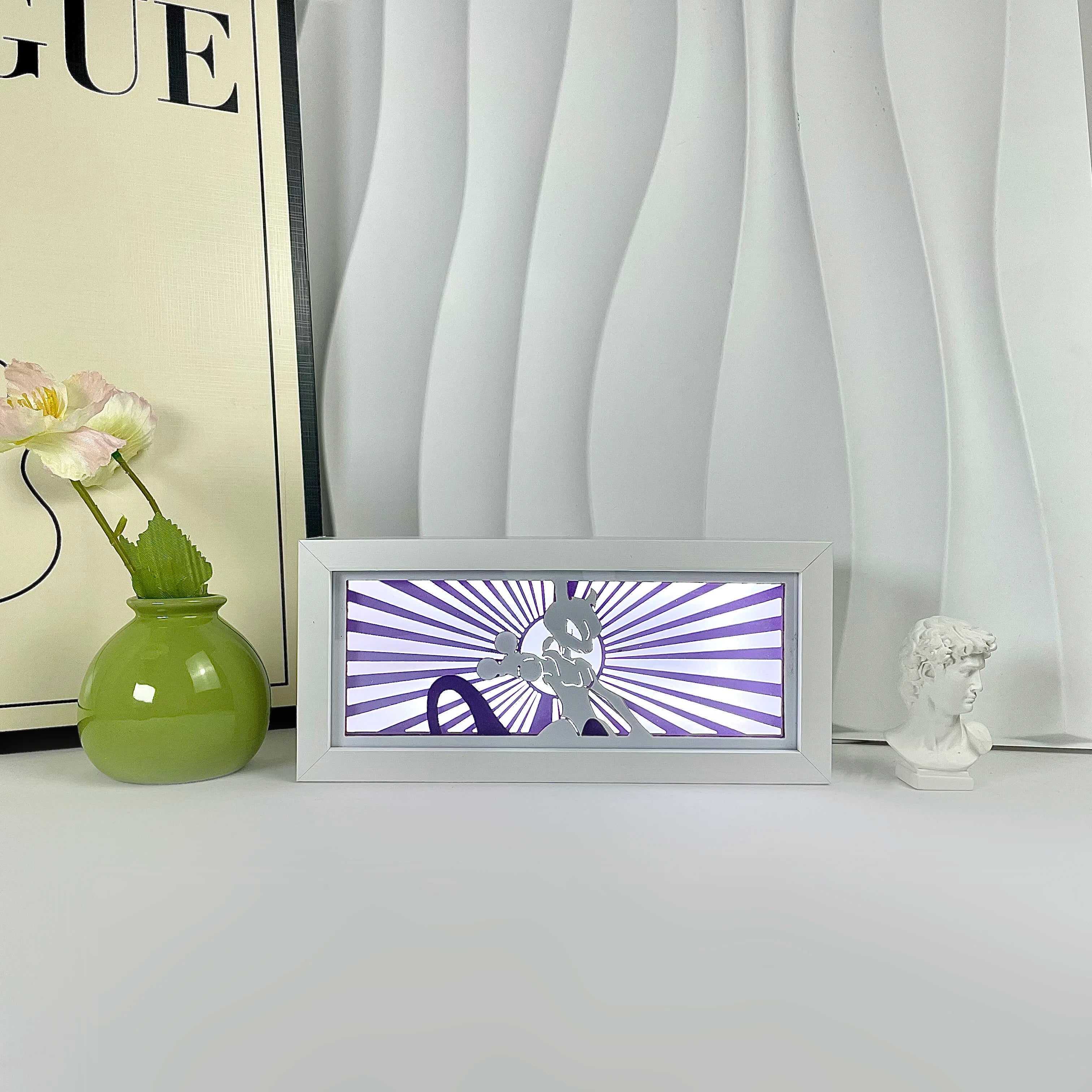 Anime Light Box Led Strip Lights Anime Eyes Shadow Box Picture Frame 3D Paper Carving Usb Table Lamp Mood Light Room Decor Gift