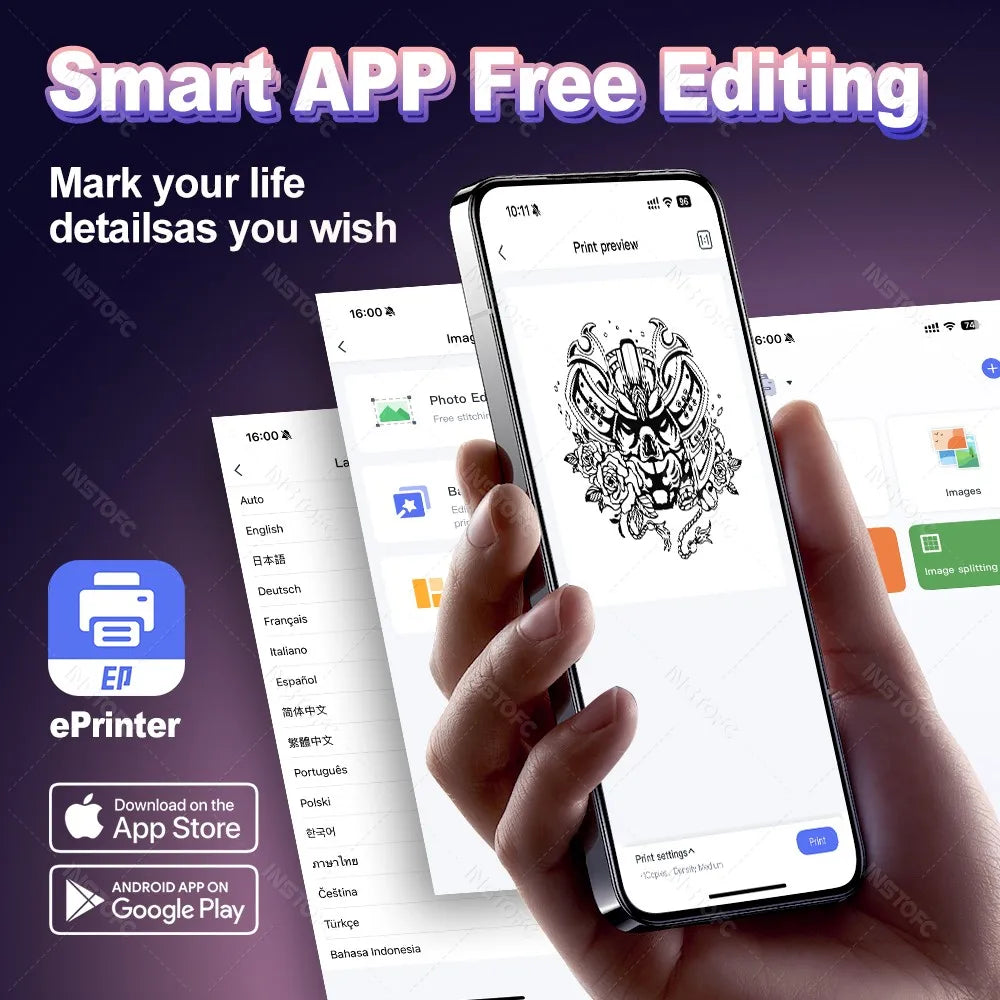 Mini Tattoo Stencil Printer AIMO MR3 80mm Wireless Thermal Tattoo Maker & 3inch Transfer Paper Fucos on Small Tattoo Pattern