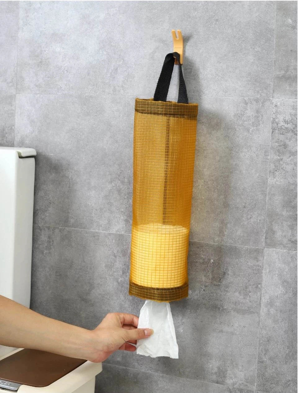 Home Grocery Bag Holder Wall Mount Plastic Bag Holder Dispenser Hanging Storage Trash Garbage Bag Kitchen Garbage Organizer