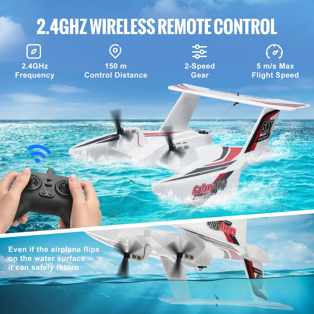 SucceBuy EPP Foam RC Plane 2.4G 3CH  Radio Control Aircraft Sea And Air RC Glider Water Land Flying Airplane Toys Gift For Boys
