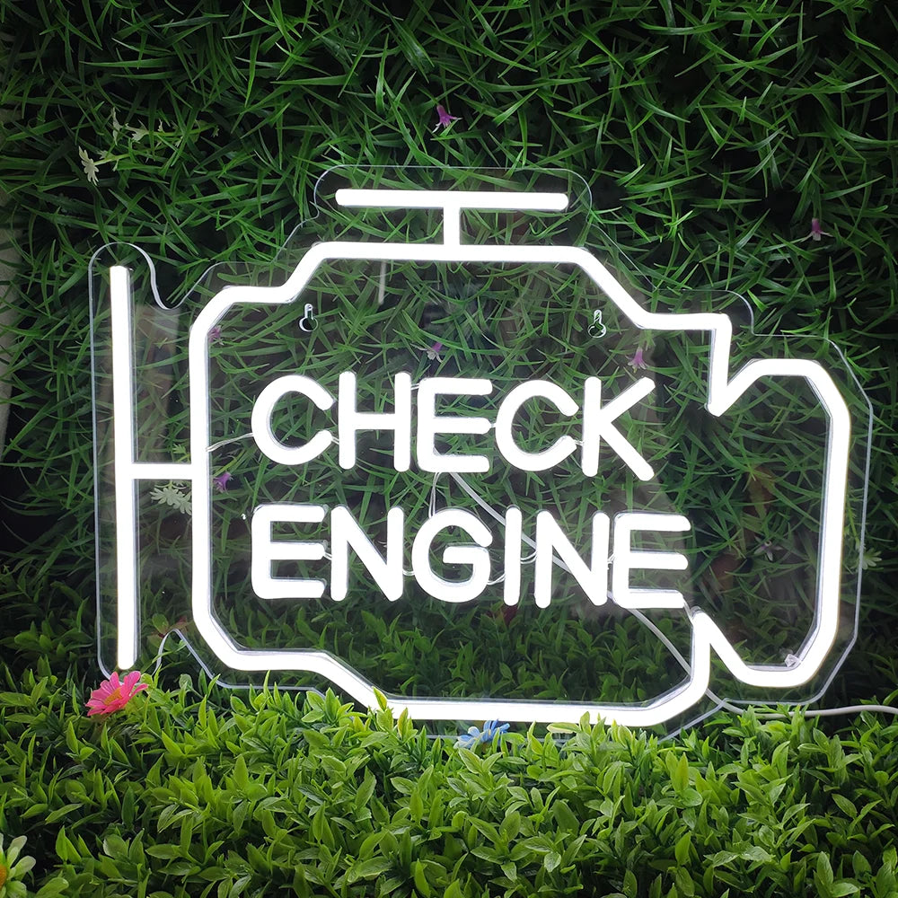 Check Engine Neon Sign Led Light Auto Room Garage Repair Shop Wall Decor Bar Party Club Luminous Atmosphere Lamp USB Power