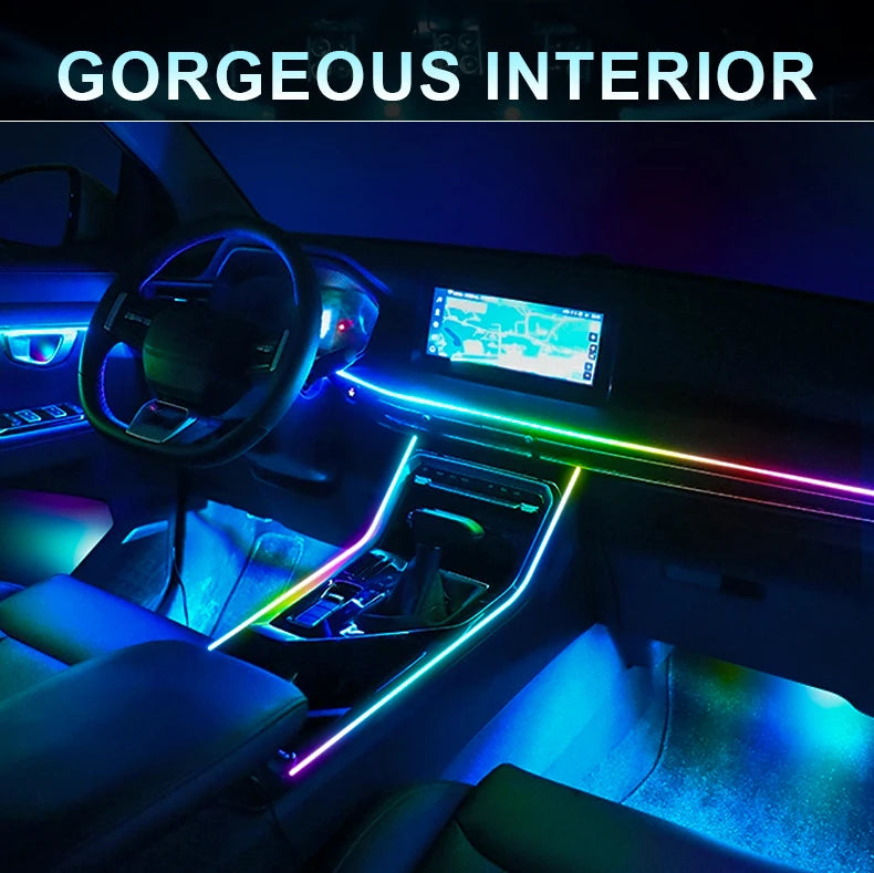 6/10/14/18 in 1 Led Car Ambient Lights RGB 213 64 Color Acrylic Strips Symphony Streamer Interior Rainbow Atmosphere Lamp Kit