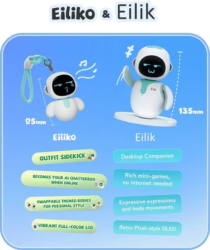 Eiliko Smart Robot Portable Emotional Interaction Companion Robots Mini Eilik Ai Chat Robot Long Battery Life Kid/Couple Gifts