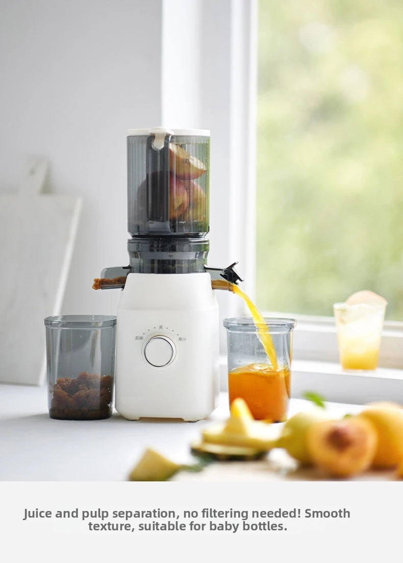 Large-Caliber Juicer Household Automatic Juicer Low-Speed Slag Juice Separation Food Grade 304 Stainless Steel Easy to Clean