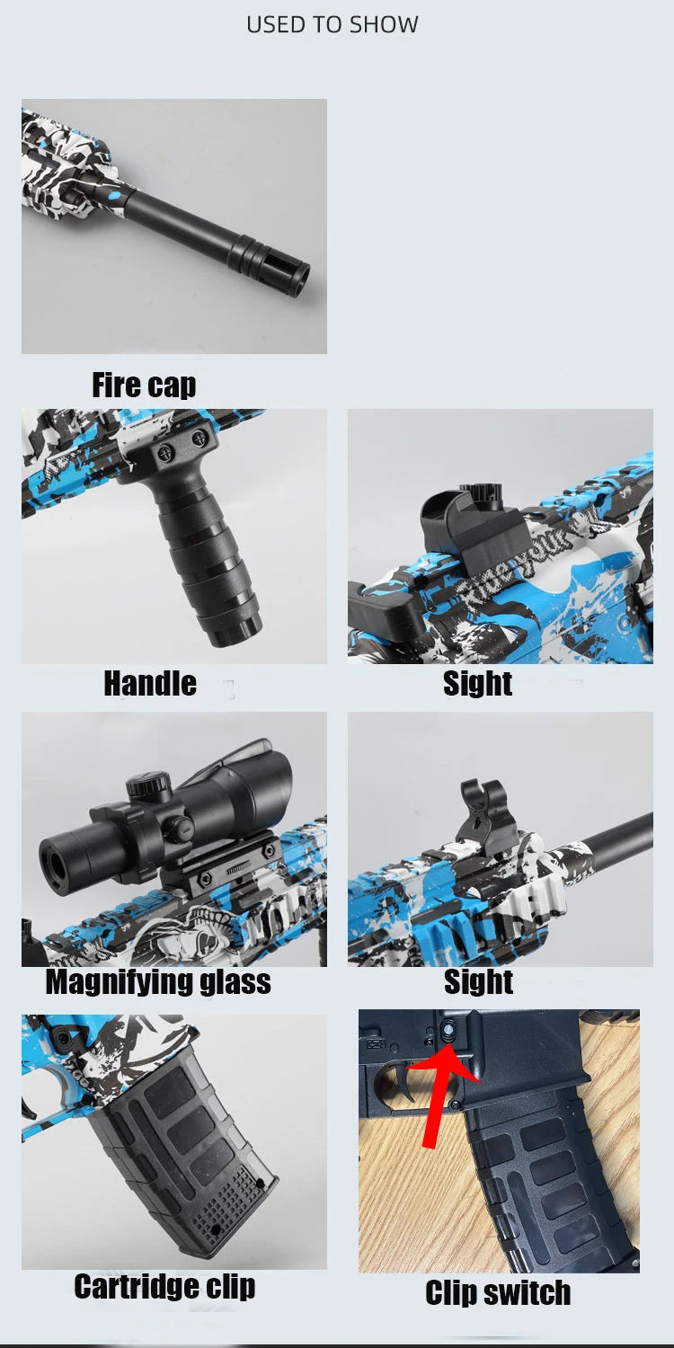 M416 Classic Manual Pull-Up Mode with Large Elastic Tempeh That Can Launch Gel Ball Toy Gun Boy Outdoor Toy Holiday Gift Christmas