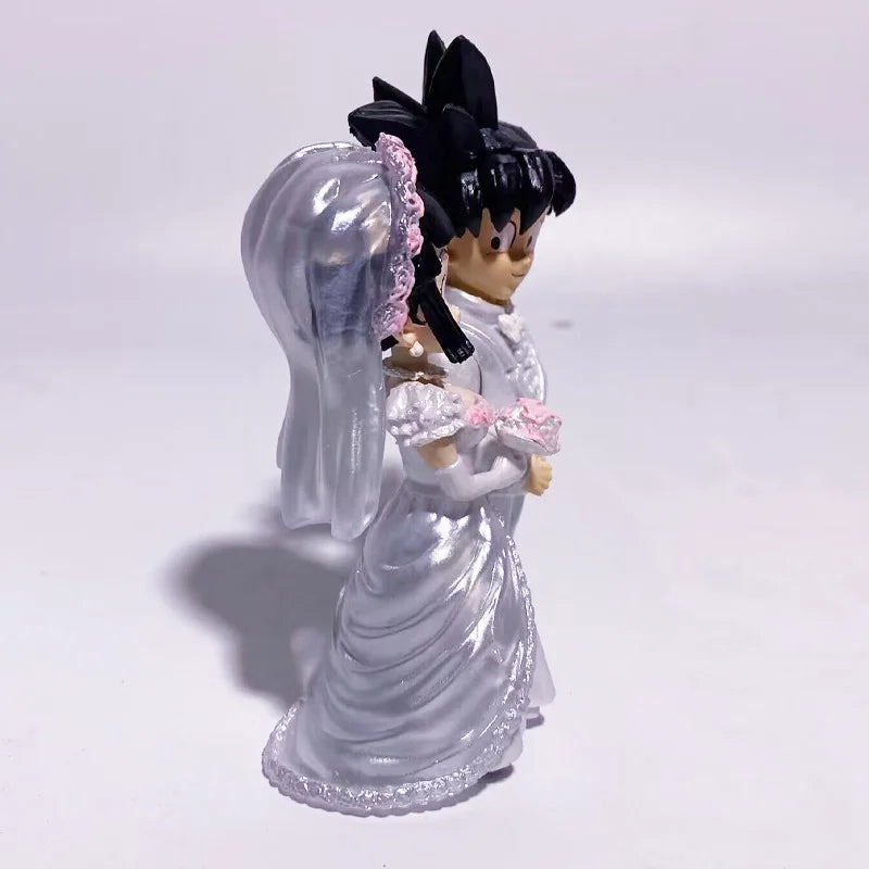 9cm Dragon Ball Anime Figure Son Goku Figures Wedding Goku Chichi Mariage Figurine Scene Statue Q Version Pvc Model Doll Toys