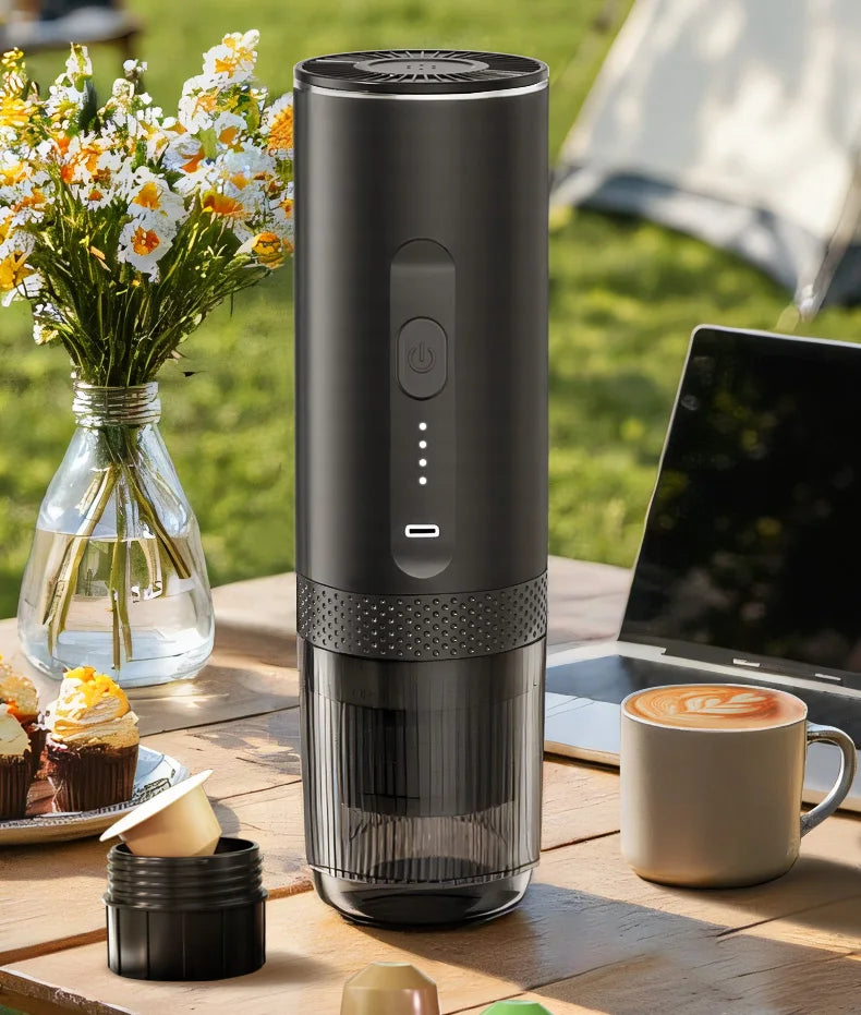 2-in-1 Wireless Electric Espresso Coffee Machine for Car & Home Camping Portable Coffee MakerCapsule Powder Travel Coffee Maker
