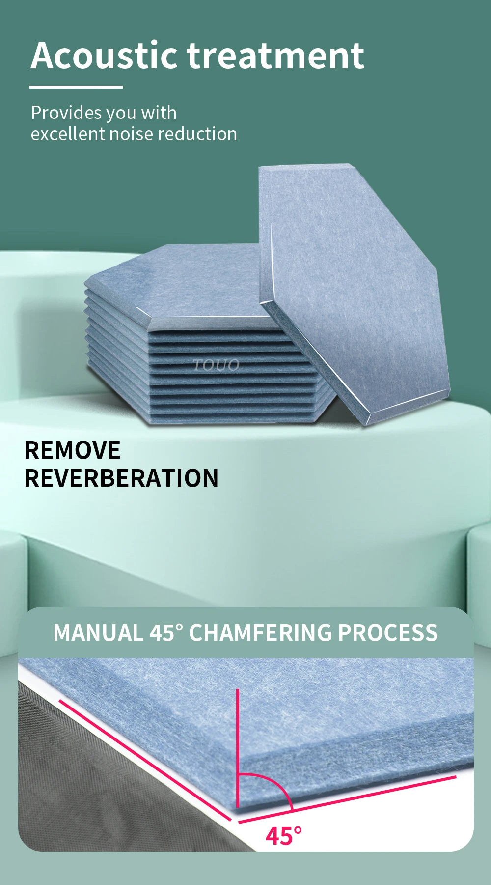 TOUO Sound Absorbing Panel 6 Pcs High-Density Material Home Accessories Noise Insulation For Walls Drum Room Acoustic Treatment