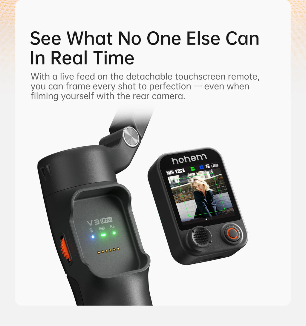 Hohem iSteady V3 Ultra Gimbal Stabilizer for iPhone with AI Auto Tracking Detachable Touchscreen Remote Phone Gimbal