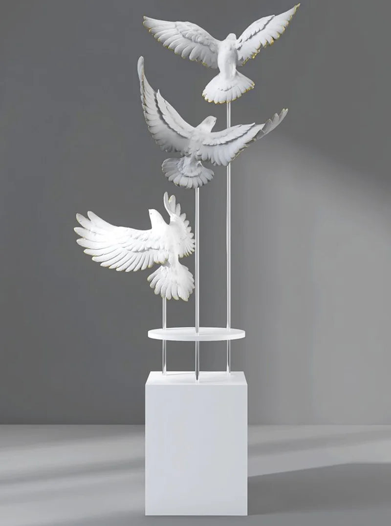 Modern Large Bird Floor Sculpture Home TVCabinet Decor for Living Room Entryway Office Waterproof Art Statue with Anti-Slip Base