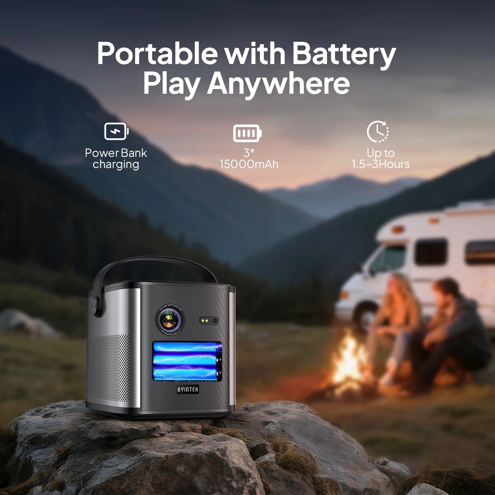 BYINTEK U80 Max Projector 3D 4K Cinema  Android 11.0 WiFi Mini Portable 1080P Home Theater Video DLP Projector with Battery