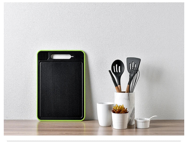 Double-side Cutting Board With Defrosting Function Chopping Board Kitchen Grinding Cutting Board With Knife Sharpener